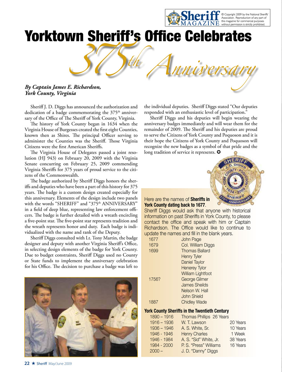 Sheriff Magazine Article